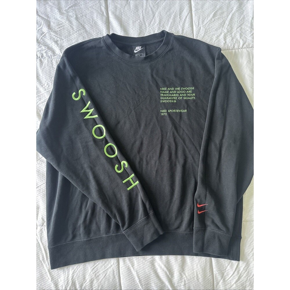 Nike Men's Sweatshirt Double Swoosh Crew Neck Black Size XL